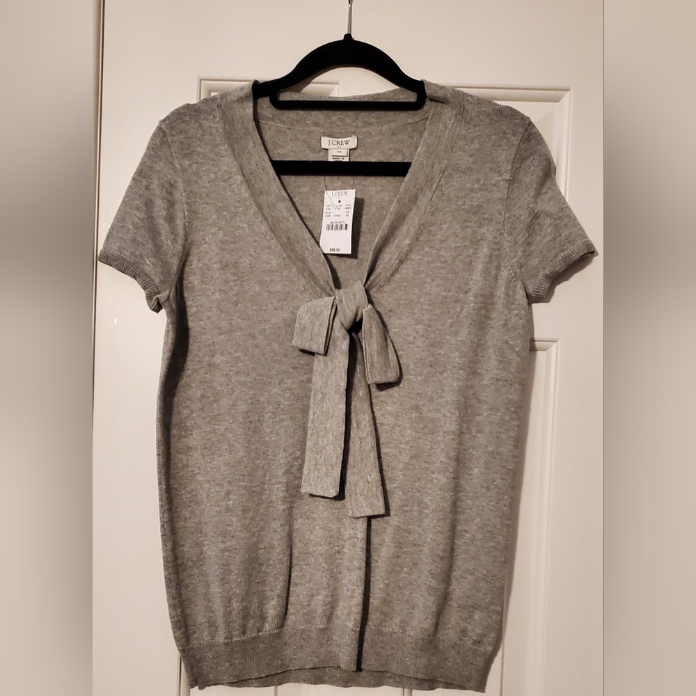 J. Crew Factory size XS grey front tie sweater. Brand New